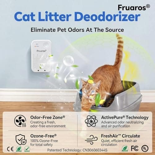 Cat Litter Deodorizer, Cat Odor Eliminator for Home, Litter Box Deodorizer, Quiet Portable Plug In Air Purifiers for Bedroom, Kitchen, Bathroom, Office, Air Ionizers for Smoke, Formaldehyde, Dust - Thumbnail 2