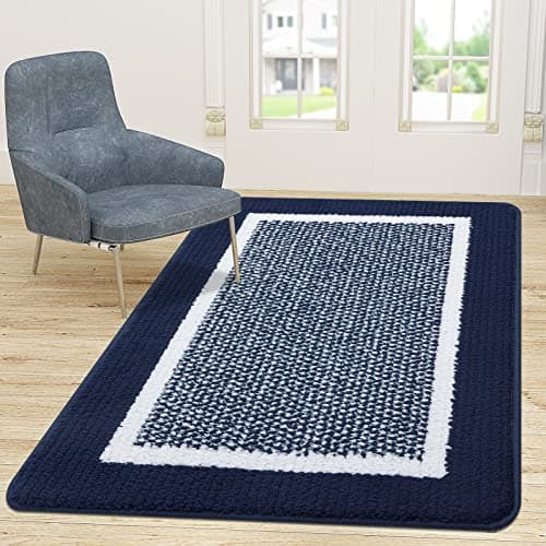 Colorxy Indoor Door Mat, Non-Slip Absorbent Resist Dirt Entrance Mat, Sturdy Low-Profile Inside Floor Carpet Mats, Washable Front Entry Doormats for Entryway, 71''x47'', Navy - Image 1