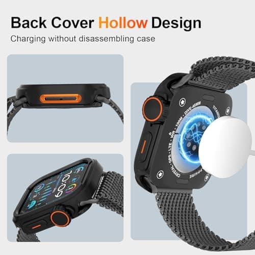 SDOCEBF 2 in 1 Metal Alloy Case for Apple Watch Series 11/10 46mm, Rugged Aluminum Bumper with Back Cover, Shockproof Protective Apple Watch 10 46 mm Metal Cover, Black - Thumbnail 5
