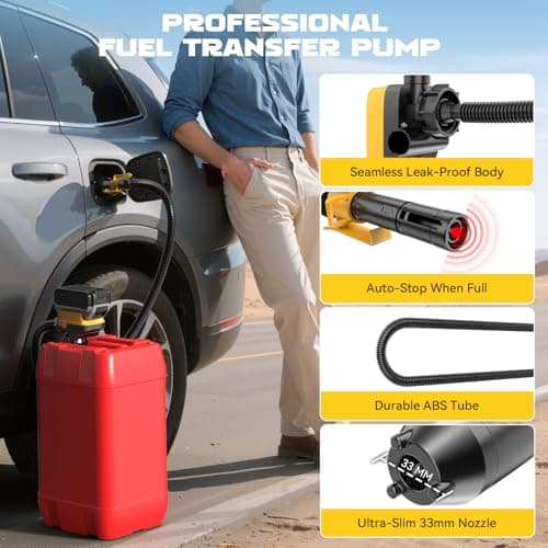 Ecarke Auto Shut-Off 3.2GPM Cordless Fuel Transfer Pump, Compatible with DeWalt 20V Milwaukee 18V Battery, Leak-Proof Electric Pump for Gasoline Diesel to Car Truck Boat (Without Battery) - Thumbnail 6