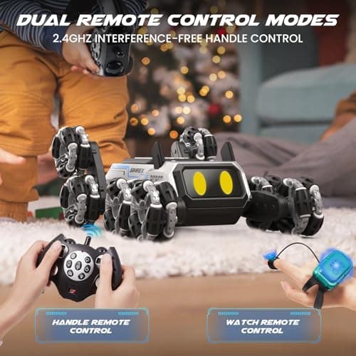SIMREX Robot Dog RC Stunt Car Toys - Gesture Sensing Remote Control car with Mecanum Wheels, LED Eyes, 3 Sound Effects, Birthday Gift for Kids Boys Girls - Thumbnail 3