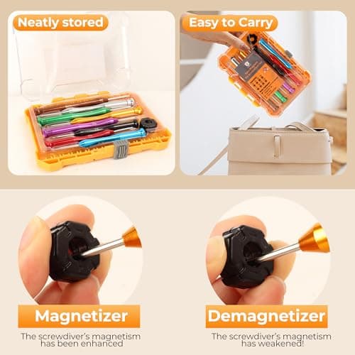MulWark 8pc Mini Screwdriver Set - Magnetic Torx Screwdrivers Repair Kit for Electronics, Jewelry, Eyeglasses, Xbox Controller, iMac, Watch Screwdriver - Compatible Small Screwdriver Set - Thumbnail 4