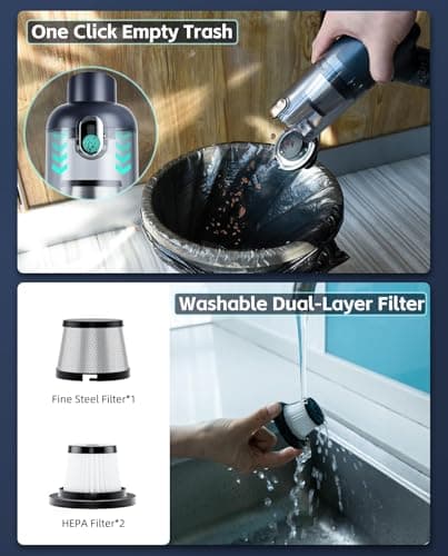 AX2V Car Vacuum Cleaner&Air Duster | 80W | 16kpa | 12KRPM | 20 Mins-Dust Cleaner Portable Cordless Vacuum Pro-Compressed Air Blower,Lightweight Rechargeable Handheld Mini Vacuum for Car/Home/Office - Thumbnail 6