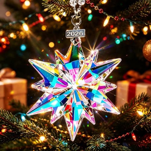 2026 Annual Christmas Ornaments Crystal Snowflake Star, Sparkly Crystal Ornaments for Christmas Tree, Beautiful Christmas Ornaments for Women Girls - Thumbnail 2