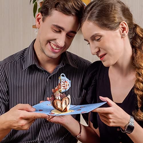 Paper Love Fathers Day Pop Up Card, 3D Coffee Heart, Gift for Dad, Husband, Son - 5" x 7" Cover - Includes Envelope and Note Tag - Thumbnail 2