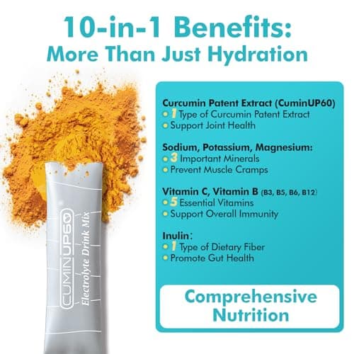 PureBotan Hydration Packets Sugar Free, Orange Flavor Electrolytes Powder Packets, Turmeric Electrolyte Drink Mix w/Curcumin, Vitamin, Minerals & Inulin, Support Immune & Recovery, Muscle & Gut Health - Thumbnail 4