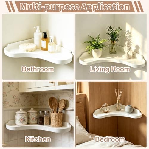 TTSZNB Corner Shelves, Heart Shaped Floating Corner Wall Shelf, Multi-Purpose Corner Storage Shelving for Bedroom, Kitchen, Living Room, Bathroom Decor & Small Household Items - Thumbnail 5