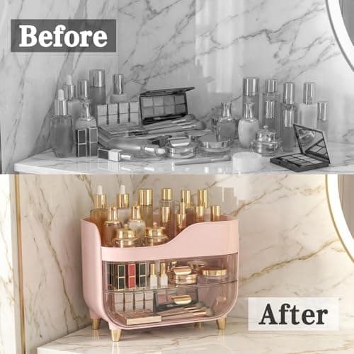 Asdbko Makeup Organizer for Vanity with Large Smooth Drawers Extra Large Skincare Organizer for Bathroom Countertop and Dresser, Crystal Clear Cosmetic Storage Display Case for Beauty Products - Thumbnail 6