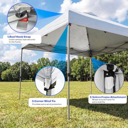 10x10ft Replacement Canopy Top with Air Vent— Instant Canopy Top Cover ONLY,Canopy Tent Top Cover for Straight Leg Canopy Frame - for Outdoor Garden Patio Sun Shade,No Frame (White) - Thumbnail 4