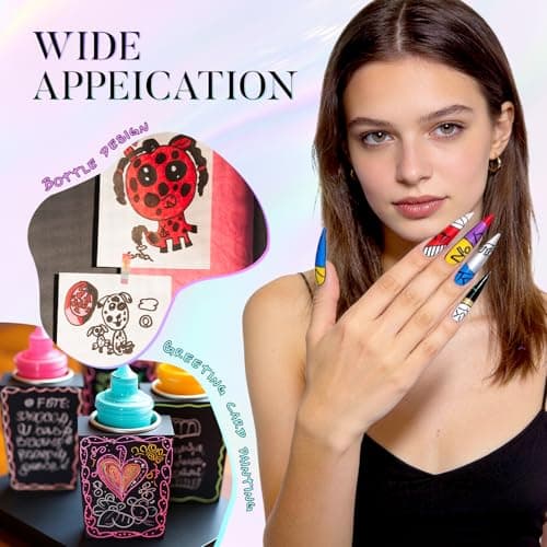 Nail Art Pens, 12 Colors 0.5mm Fine Tip Water-Based Quick-Dry Pens for DIY Nail Design, Doodles & Outlines – Nail Art Kit for Kids, Teens & Beginners - Thumbnail 3