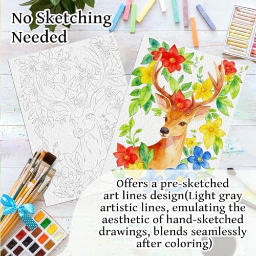Kalysky 8.5 * 11" Watercolor Workbook,3 Watercolor Coloring Books for Adults,Water Color Book kit for Adults Beginner,160GSM Cold Press Textured Thick Paper - Thumbnail 4