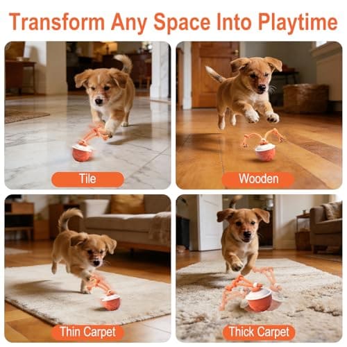 MewZoo Interactive Dog Toys-Automatic Moving Dog Toy for Boredom, Squeaky Smart Motion Pet Ball for Small Medium Large Dogs, Rope Chew for Teeth Cleaning, Outdoor Waterproof (Red) - Thumbnail 6