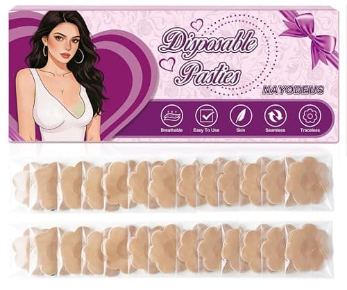 NAYODEUS 100 Pcs Pasties Nipple Covers for Women - Disposable Nipple Pasties Friendly Breathable No-Show Nipple Stickers Nipple Tape. - Image 1