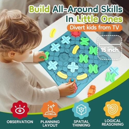 Kids Toys STEM Board Games - Logical Road Builder Brain Teasers Puzzles for 3 4 5 6 7 Year Old Boys Girls, Educational Montessori Birthday Gifts for Ages 4-8 Preschool Classroom Learning (32 PCS) - Thumbnail 4
