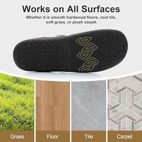 GOEWY Mens Moccasin Slippers with Memory Foam Indoor Outdoor House Shoes Non-Slip Men's Slipper Warm Comfy Slippers for Men Gifts for Men Him Dad Coffee 9 10 - Thumbnail 4