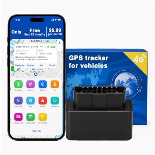 GPS Tracker for Vehicles, 12-Month No Fee, Real-Time Tracking & Alerts
