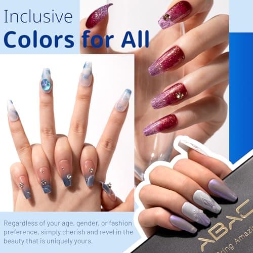ABAC Solid Gel Nail Polish,Ombre Gel Nail Polish,Pat Paint Nail Gel-24 Colors Blue Pink Purple Shimmer Hema Free Gel Polish w/Pro Brush Soak Off LED Gift for Women - Thumbnail 2