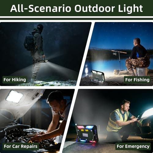 UMLAEN Camping Lantern Rechargeable Camping Lights 20W,1000LM, 6 Modes, Waterproof Camping Essentials with 4 Magnetic Bases, for Emergency, Power Outages, Tent, Hiking, Car Repair, Fishing - Thumbnail 6