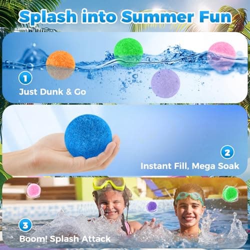 Reusable Water Balls – 60 Pack Colorful Splash Balls for Boys Girls & Adults, Quick Fill Summer Water Toys for Outdoor Games & Pool Fun (8 Bright Colors, with Mesh Bag) - Thumbnail 3