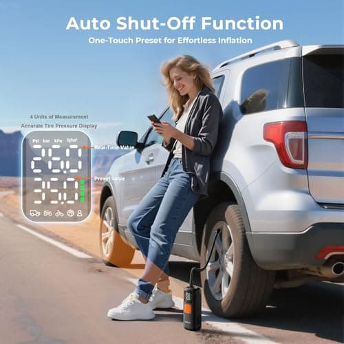 Tire Inflator Portable Air Compressor, 160 PSI Digital Tire Pump with Auto Shut-Off – Car, Truck, Motorcycle, Bicycle & Sports Ball Air Pump - Thumbnail 6
