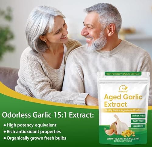 RTMGOB Organic Aged Garlic Extract Supplements,Vegetarian,All-Natural,Non-GMO,Supports Circulatory Function,& Immune Antioxidant Supplements-300 Softgels - Thumbnail 5