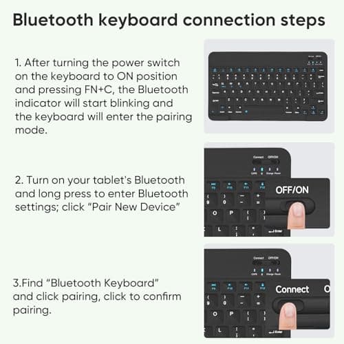 Tablet 11 inch Android 15 Tablets | Octa-core | 12GB RAM+128GB ROM | 8000mAh Tablet with Keyboard | Mouse | Case | Dual Band WiFi | BT 5.0 | GPS | 13 MP Dual Camera (Blue with Keyboard) (Black) - Thumbnail 6