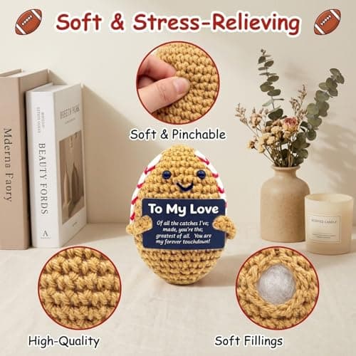 Kenoerd to My Love,Emotional Support Pickle,Handmade Crochet Thinking of You Gifts for Boyfriend Girlfriend,Positive Potato Funny Birthday Gift for Women Men Coworker,Stress Relief Desk Decor - Thumbnail 5