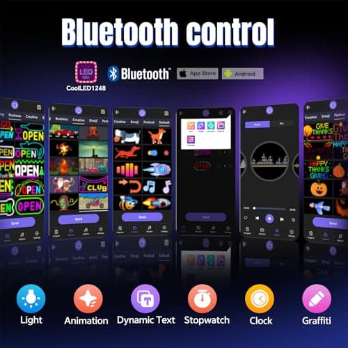 LED Open Sign with Programmable Display, Bluetooth App Control, Multiple Dynamic Effects, for Shop Windows, Cafes, Bars - Thumbnail 3