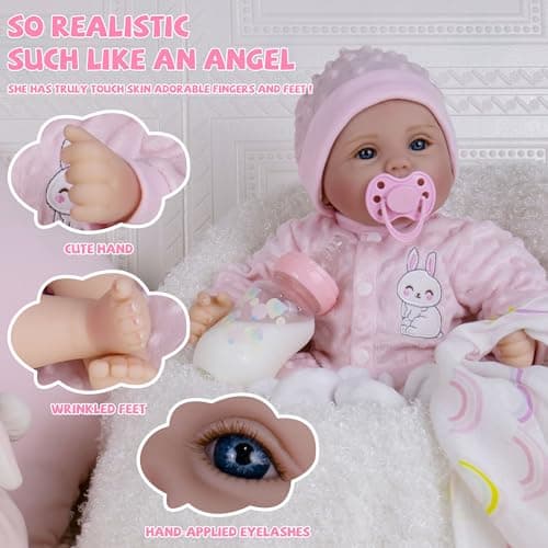 Milidool Reborn Baby Dolls Lifelike Girl Doll 18 inch Realistic Newborn Baby Doll Real Looking Silicone Baby Dolls Girl with Feeding Complete Accessories for 3+ Years Old Gifts - Thumbnail 2