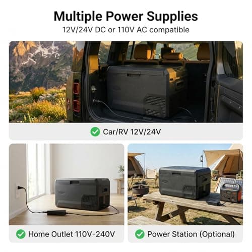 FreezeWay 12 Volt Car Refrigerator Fridge, 32QT Portable Refrigerator Car Fridge，Electric Cooler with Reversible Door, 12V Portable Freezer Cooler for Cars, Camping, Boating, Outdoor, Travel - Thumbnail 6