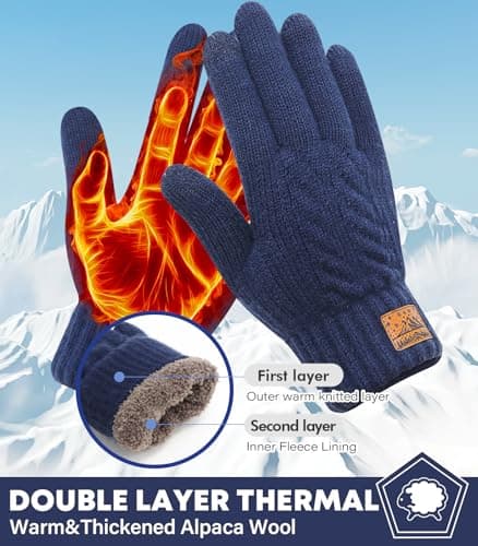 CHENMEI Winter Gloves for Men Women-Warm TouchScreen Cold Weather Gloves,Wool Knit Thermal Adults Gloves for Driving Texting - Thumbnail 2