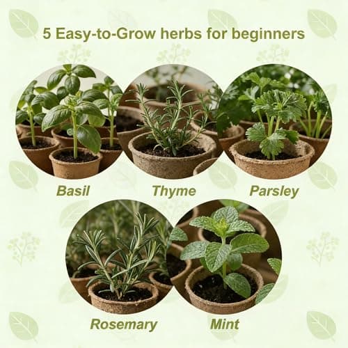 5 Herb Garden Kit with Wooden Box - Including Basil, Thyme, Parsley, Rosemary, Mint - Windowsill Herb Garden for Kitchen, Gardening Gifts for Mom Women, Men, Gift Ideas for Birthday, Housewarming - Thumbnail 3