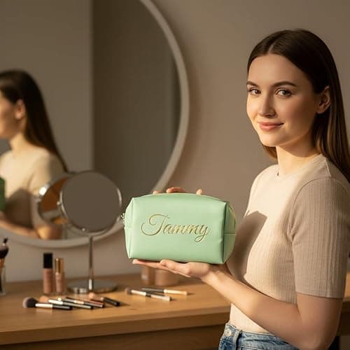 NYLGOXITK Customized signature cosmetic bags, wedding bride cosmetic bags, bridesmaid gifts, suitable for weddings, gifts, travel cosmetic bag customized gift boxes - Thumbnail 3