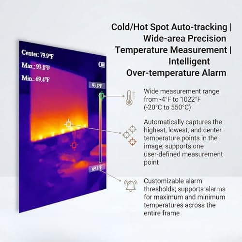 phonebus Link RCX100 Handheld Thermal Imaging Camera, 320x240 TISR Enhanced (160x120 IR), 2.8" 500-Nit Screen Infrared Imager, -4°F to 1022°F, 25Hz, Pro Tool for Home Inspection, HVAC, Electrical - Thumbnail 6