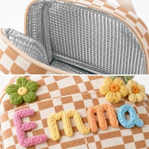 Personalized Corduroy Lunch Bag with Custom Name Insulated, Leakproof, and Reusable. Features Aluminum Foil Lining. Lightweight, Foldable, and Large Capacity Lunch Tote for Work, Office, or Picnic. - Thumbnail 6