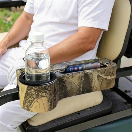 ProCartFit 4th Gen Upgrade Golf Cart Rear Seat Armrest with Cup Holder, UV-Proof Golf Cart Accessories for EZGO, Club Car, Yamaha, All-in-One Arm Rest Fit 1"/1.25" Square Tube, No Drilling - Thumbnail 4