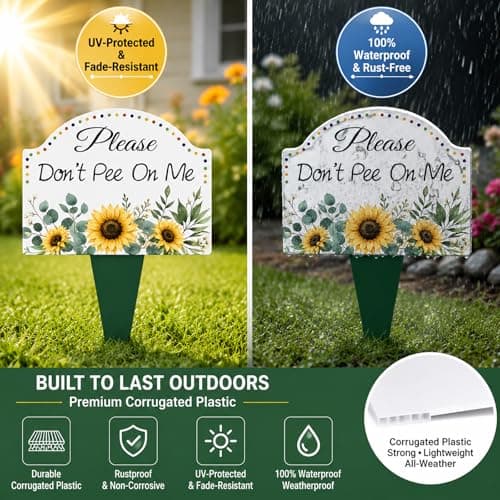 2 Pcs Sunflower No Dog Peeing Sign for Yard, 9.8x13.8" Inch Please Don't Pee on Me Yard Sign with Stakes, Aesthetic Corrugated No Dog Urine Signage, Decorative Curb Your Dog Signs for Lawn - Thumbnail 4