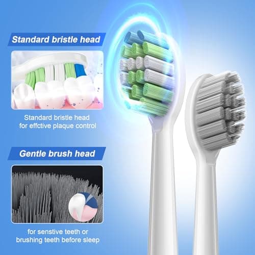 JTF Sonic Electric Toothbrush for Adults: 5 Customized Modes for Effective Yet Gentle Cleaning, 2 Types of Heads for Sensitive Teeth & Braces - with Travel Case and Wireless Charging for Daily Care - Thumbnail 3