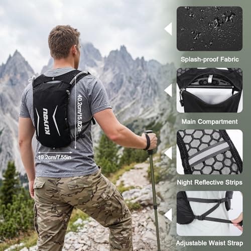 KUYOU Running Vest for Women & Men, Lightweight Hydration Backpack with 2L Water Bladder, Water Backpack for Trail Running, Hiking, Cycling & Marathon - Thumbnail 2