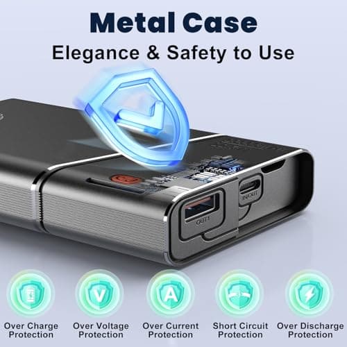 Portable Charger 20000mAh, 22.5W PD 3.0+QC 4.0 Super Fast Charging Power Bank, Cooler Aerospace Metal Case for iPhone 17 16 15 14, 13 Android, iPad, Samsung Google Tablet & More, Travel Essential - Thumbnail 5