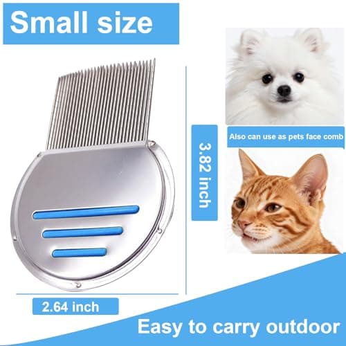 Flea Comb for Cats,Lice Comb for Kids-Stainless Steel Nit Comb Quick Results for Head Lice,Human Pets Peine Para Piojos-Thick Hair&Fine Hair (BLUE) - Thumbnail 5