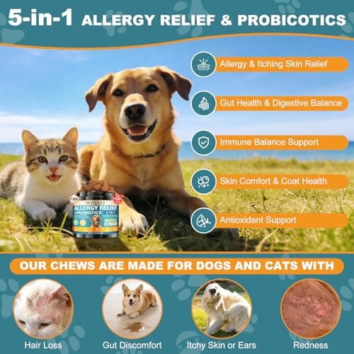 Dog Allergy Chews, Allergy Immune Bites for Dogs, Itching Skin Relief, Itchy Ears, Anti Itch, Paw Licking Treatment, Seasonal Allergies, Dog Probiotics for Digestive Health & Gut Health, 180 Chews - Thumbnail 2