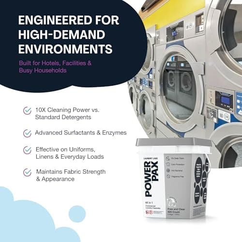 PowerPax Power Pellets Laundry Detergent Capsules, Free and Clear Unscented, 425 Count – Stain Remover, Odor Eliminator, Color Protection and Fabric Softener for Everyday Laundry Cleaning - Thumbnail 3
