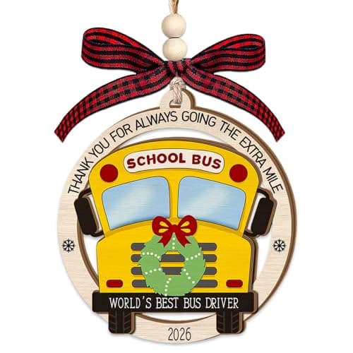 School Bus Ornament for Christmas Tree, Bus Driver, Wood, Yellow, Cool Drivers Appreciation Gifts