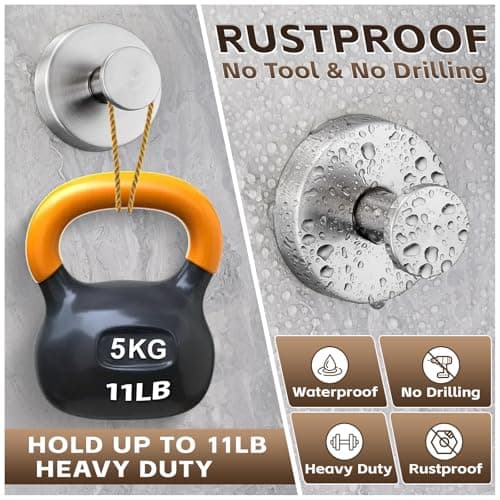 Supopular Reusable Heavy Duty Suction Cup Hooks for Kitchen/Bathroom/Shower - Wet-Proof Hooks for Towels, Robes, Loofah&Wreaths/No Drill Mounting on Glass, Tile, Metal (2, Brushed Nickel) - Thumbnail 2
