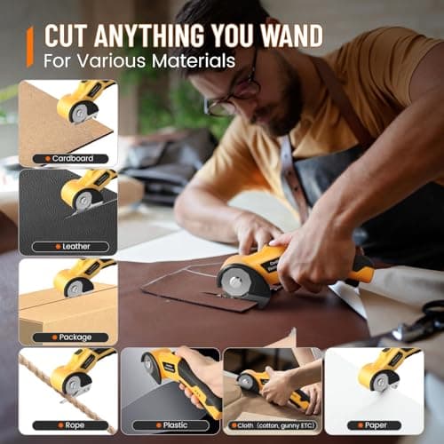 Electric Scissors, Cardboard Cutter, With LED Light, High-Efficiency Brushless Motor, 2000mAh Battery, Tungsten Steel Blade, Suitable for Cloth, Cardboard, Carpet Wire Rope Cutters Orange - Thumbnail 2