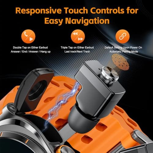 FANCHENGZI Smartwatch with Earbuds(Answer&Make Calls) IP67 Water Resistant Watch(2 Straps), Sports Watches 100+ Sports Modes (Cycling/Fitness/Hiking), DIY Watch Faces for Men Dad Husband (Silver) - Thumbnail 3