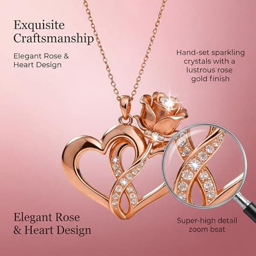 Ediseng 2026 Birthday Gifts for Mom/Wife,Dainty Heart Neckace with Birthday Gift Card,Personalized Mom Gifts from Daughter/Son (rose golden) - Thumbnail 4