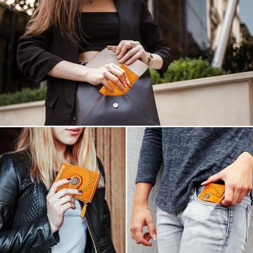 Tipmile Small Wallet for Women Bifold RFID Blocking Card Holder Leather Wallets with Zipper Coin Pocket - Thumbnail 5