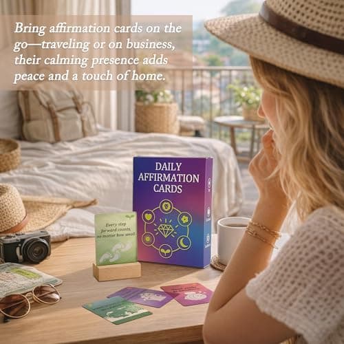 HEKOOLA Positive Affirmation Cards, 52 Weekly PVC Cards for Women, Durable and Portable，Home Desk & Bedside Decor, Dorm Room & Travel Companion, Thoughtful Gift for Mom, Daughter & Coworker - Thumbnail 5